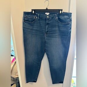 Good American Always Fits Dark Blue Ankle Crop Jeans